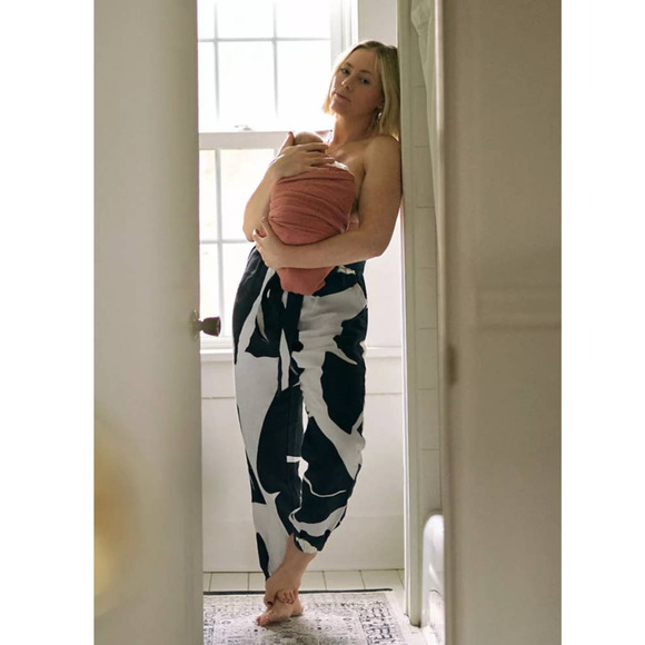 New Anthropologie Botanica Linen Joggers The Odells $280 B&W Small - Picture 1 of 4